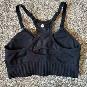 90 degrees padded black racer back adjustable sports bra